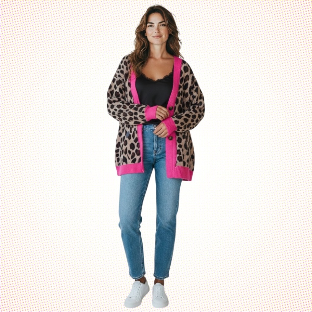 Women’s Khaki Color Block Leopard Top – Stylish & Comfortable